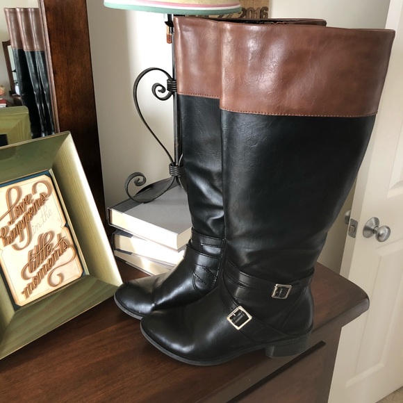 two tone riding boots wide calf